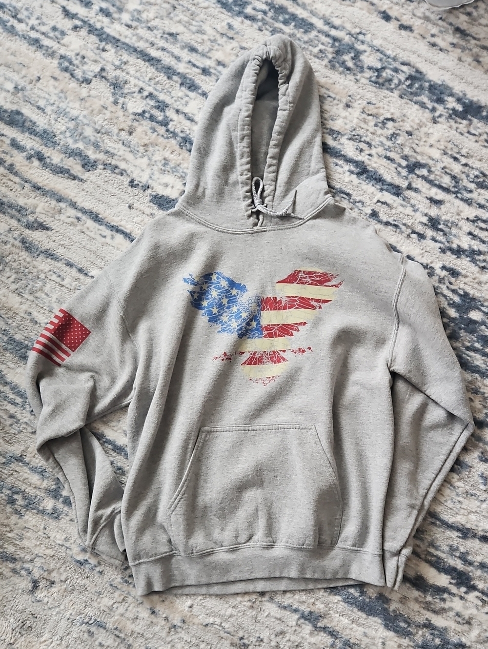 Grunt Style Grey American Flag Eagle Graphi Hoodie